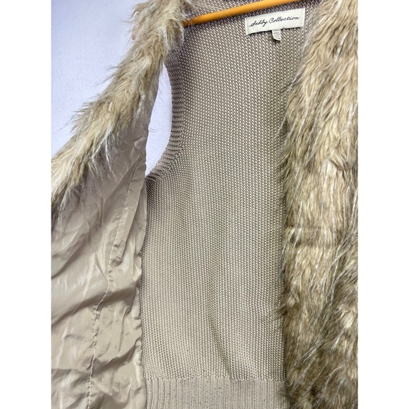 Sebby Collection Women's Faux Fur Knit Vest Tan XL - Picture 7 of 11